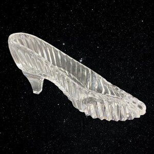 Galway Irish Crystal Slipper Shoe High Heel Clear 2.5”T 6”W